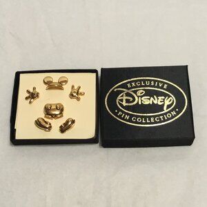 VINTAGE DISNEY EXCLUSIVE MICKEY MOUSE GOLD TONE 6-PIECE SCATTER PIN SET W/ BOX